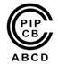 PIP CB logo with bold black letters inside two open concentric circles, featuring the letters A, B, C, and D below. Modern, geometric black-and-white circular design representing the PIP CB brand identity.