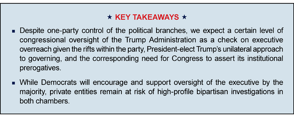 Key Takeaways - Oversight & Investigations