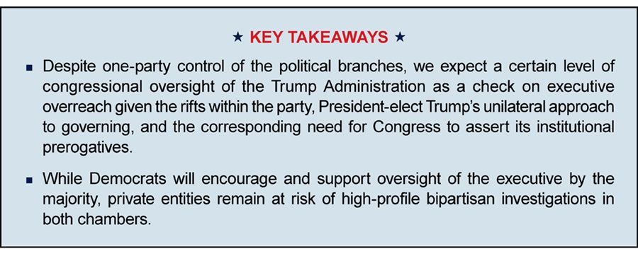 Key Takeaways - Oversight & Investigations
